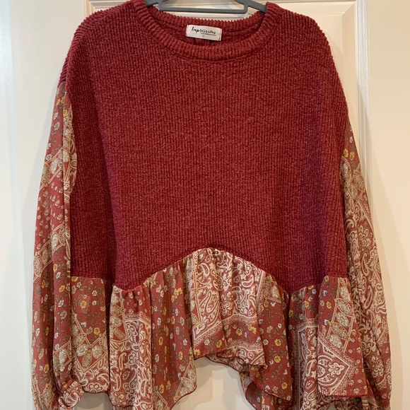 Impressions Tops - Women’s Peplum Sweater Size L